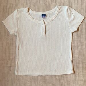 Old Navy Pointelle Cream Short Sleeve Kids Tee
